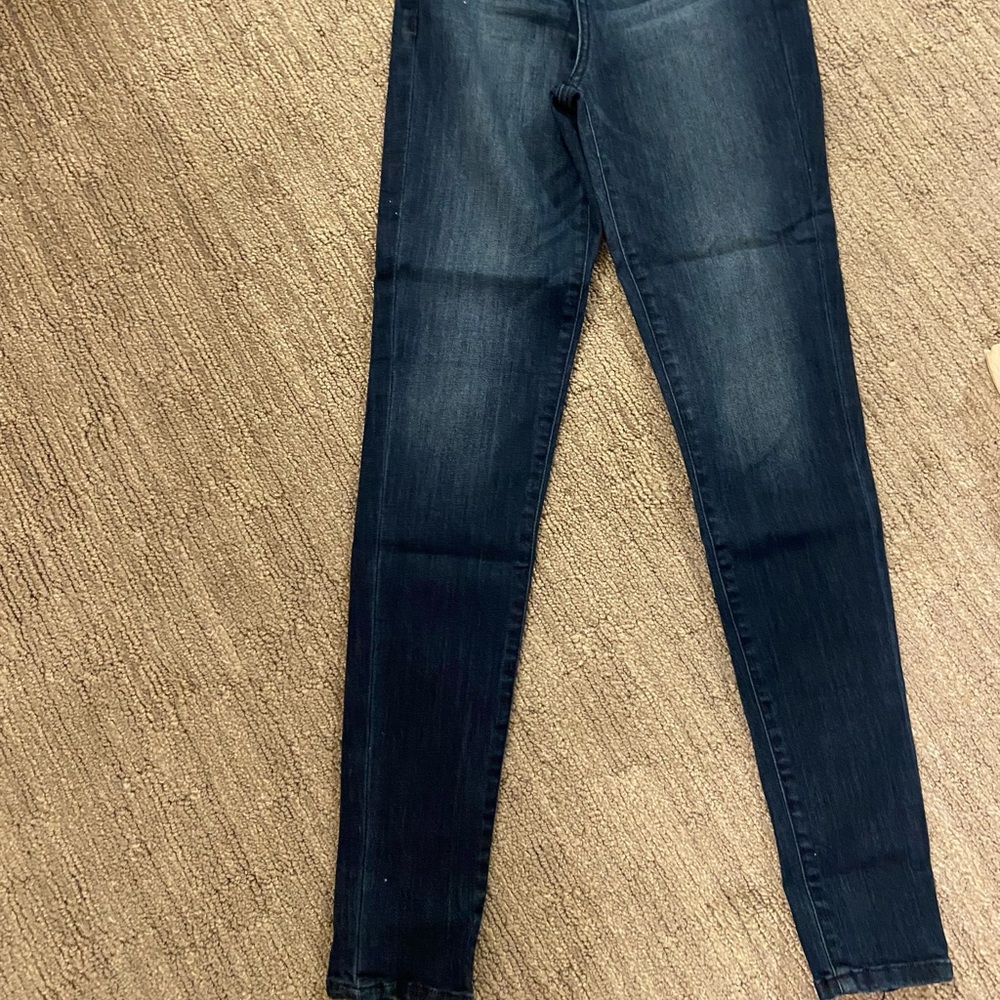 Dark blue stretchy ultra high waist skinny jeans